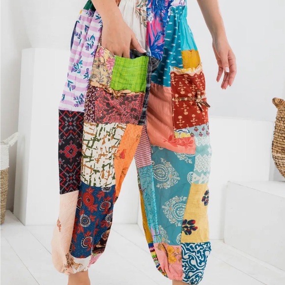 Colorful Patchwork Women's Pants - Picture 3 of 13